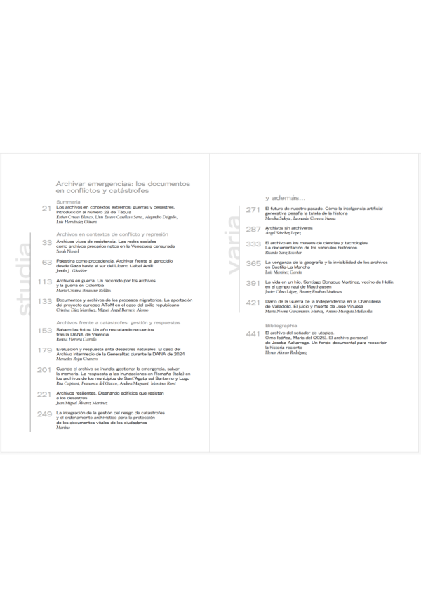 Tábula 28. Archivar emergencias
